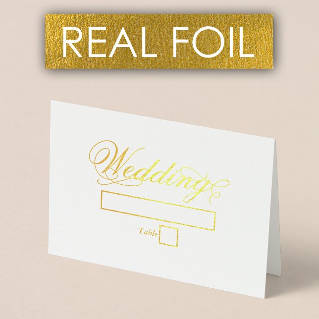 Cartão Real Gold Foil Luxury Place (Real Gold Foil Luxury Wedding Place Card)