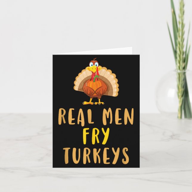 Cartão Real Men Fry Turkeys Thanksgiving Funny Christmas  (Frente)