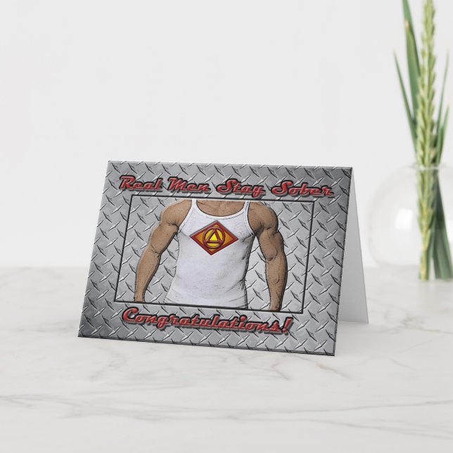 Cartão REAL MEN STAY SOBER Sobriety Recovery AA Card (Frente)