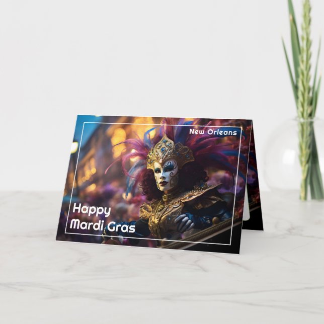 Cartão 💚 💜 💛 Real Regalia: Mardi Gras Extravaganza (Frente)