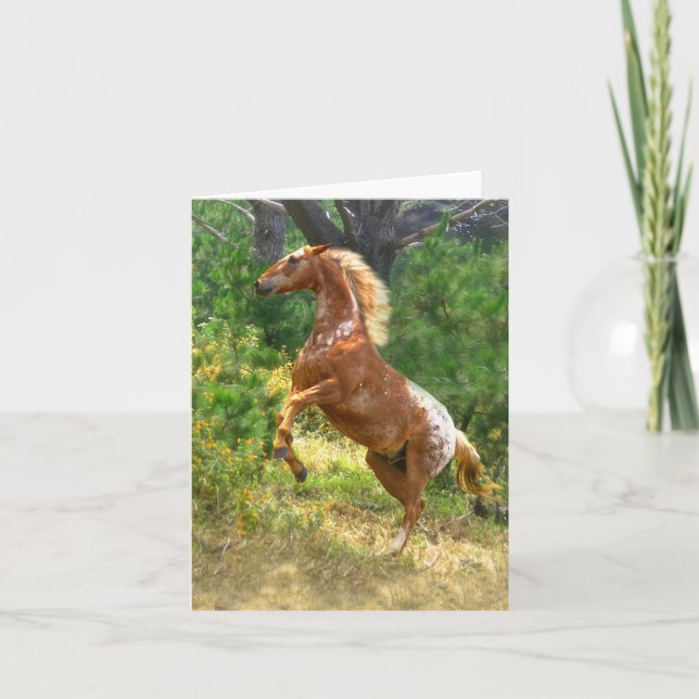 Cartão Rearing Appaloosa Horse Blank Note Card (Frente)