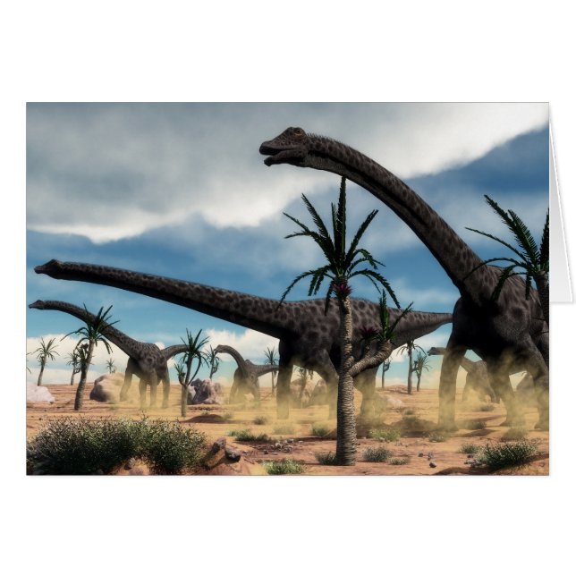 Cartão Rebanho do Diplodocus no deserto (Frente Horizontal)