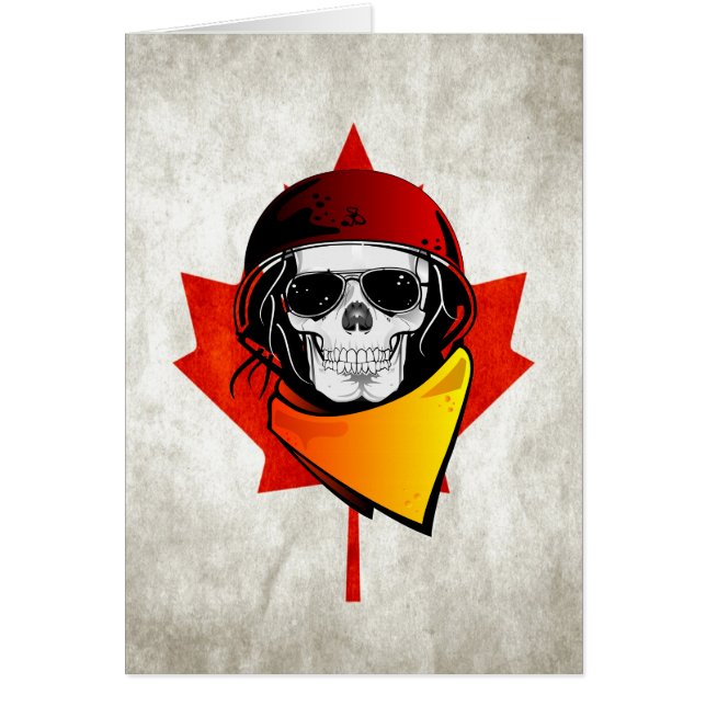 Cartão Rebel Skull - Bandeira Canadiana Incomodada (Frente)