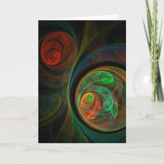 Cartão Rebirth Green Abstract Art Greeting Card (Frente)