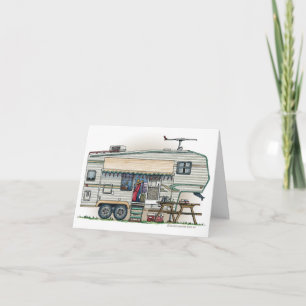 Cartão Reboque-Viagem de Câmera de Quinto Roda com Vintag