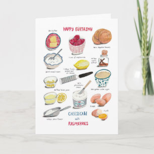 Cartão Receber cheesecake de aniversário vermelho e amare