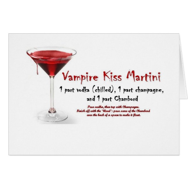 Cartão Receita da bebida de Martini do beijo do vampiro (Frente Horizontal)