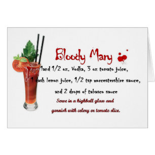 Cartão Receita da bebida do Bloody Mary