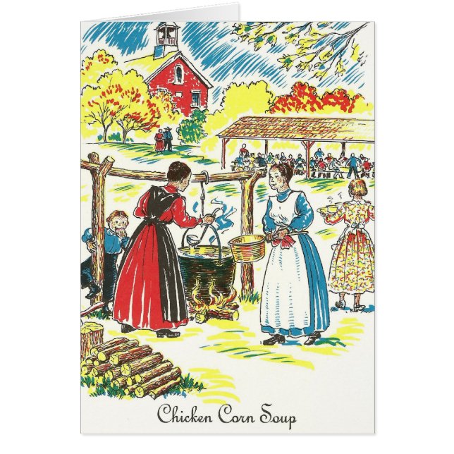 Cartão Receita da sopa do milho da galinha do Dutch de (Frente)