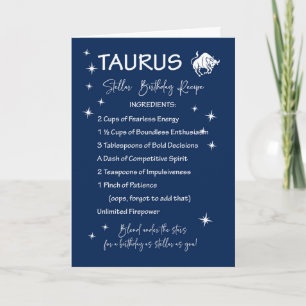 Cartão Receita de Aniversário Estelar Taurus Zodiac