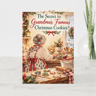 Cartão Receita de Cookie de Natal Secreta da Vovó Engraça