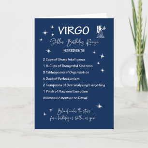 Cartão Receita de Virgo Zodiac Stellar Birthday
