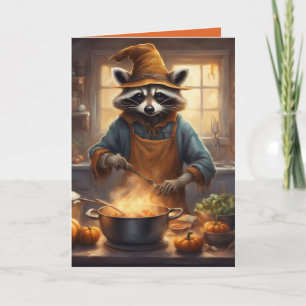 Cartão Receita engraçada de Halloween do Riley Raccoon