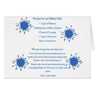Cartão Receita para uma esposa do campo petrolífero