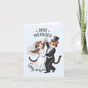 Cartão Recém-Casados Casal Gato Divertido Casamento