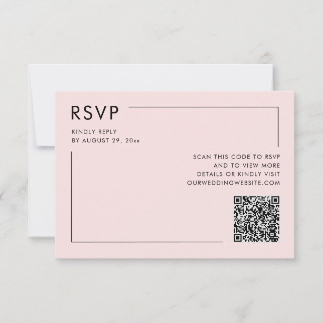 Cartão Receptáculo RSVP de Casamento de Código QR de Foto (Frente)