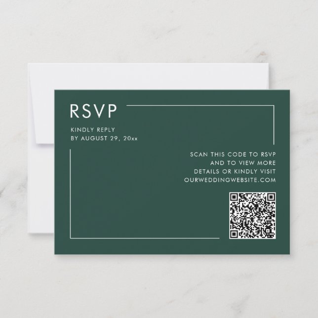 Cartão Receptáculo RSVP de Casamento de Código QR do Emer (Frente)