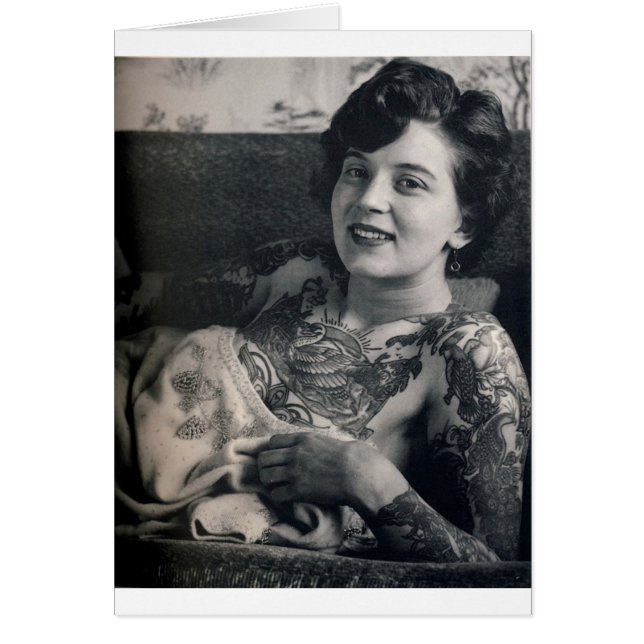 Cartão Reclinando Senhora Tatuada (Frente)