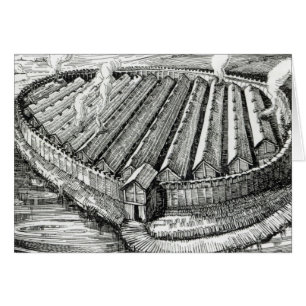 Cartão Reconstrução de uma vila da idade do ferro em