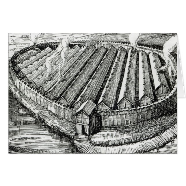 Cartão Reconstrução de uma vila da idade do ferro em (Frente Horizontal)