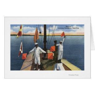 Cartão Recrutas que aprendem a sinalização do Semaphore