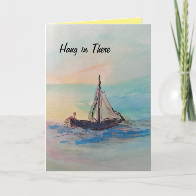 Cartão Recuperação da aquarela "Aguentar Ali" (Frente)