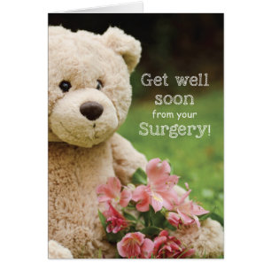 Cartão Recuperação da cirurgia, urso de ursinho & flore