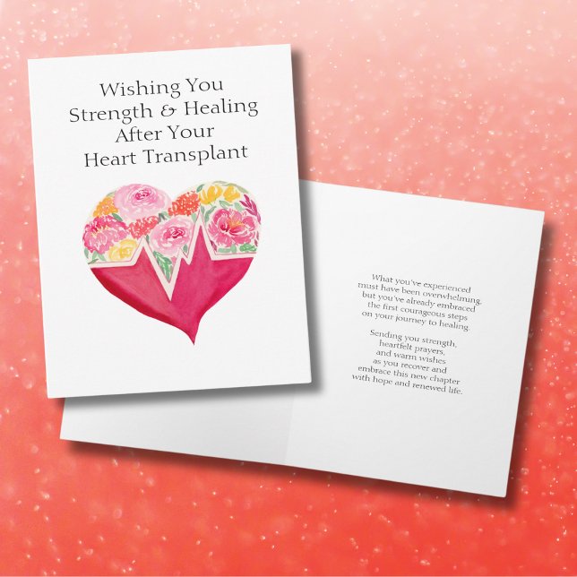 Cartão Recuperação rápida da Flor Cardíaca Transplantada (Criador carregado)