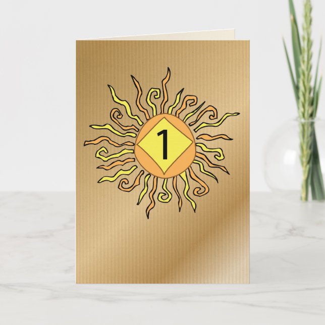 Cartão Recuperação: Sun no aniversário de 1 ano (Frente)