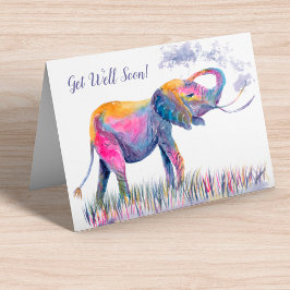Cartão Recupere-se Logo! Elefante Aquarela