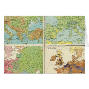Cartão Recursos físicos da Europa e mapa de população
