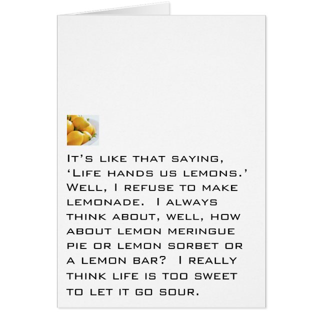 Cartão Recuse fazer a limonada (Frente)