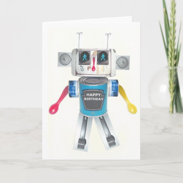 Cartão Recycled Robot birthday card (Frente)