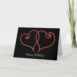 Cartão Red and Black Swirl Hearts Birthday