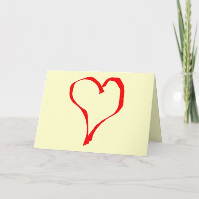 Cartão Red and Cream Love Heart Design. (Frente)
