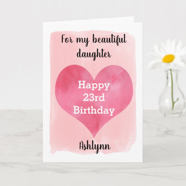 Cartão Red and Dourado Watercolor 23º Aniversário (Planta pequena)