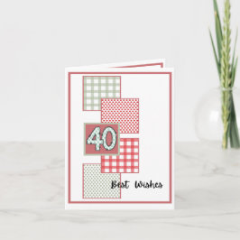 Cartão Red and Sage Dots and Gingham - aniversário de 40 