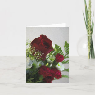 Cartão Red and White Floral-Blank Card