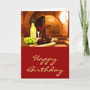 Cartão Red and White Wine in the Cellar Birthday