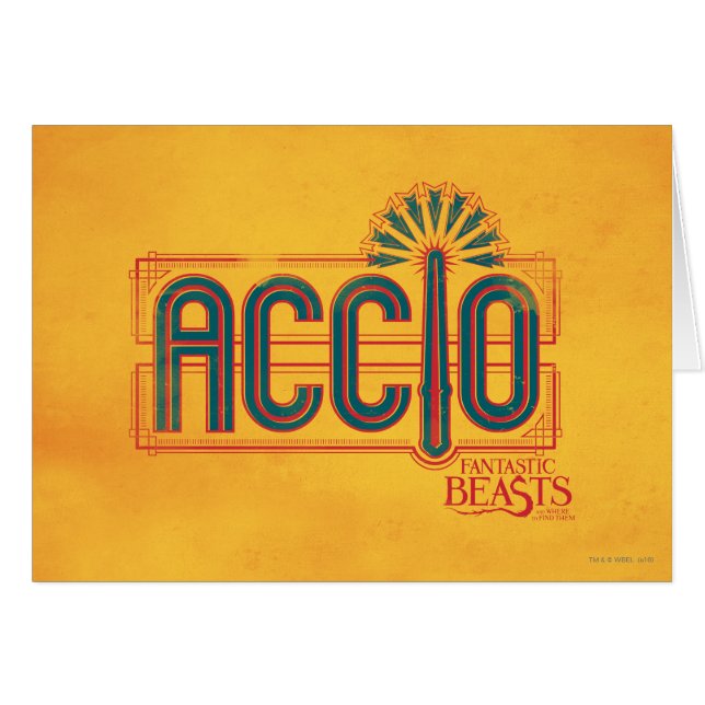 Cartão Red Art Deco ACCIO™ Spell Graphic (Frente Horizontal)