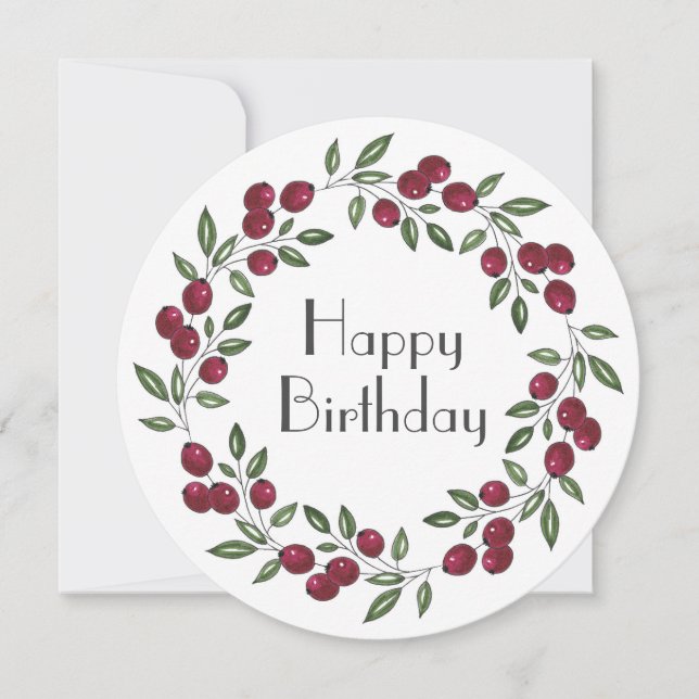 Cartão Red Berries Wreath (Frente)