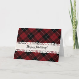 Cartão Red Black White Plaid Diagonal