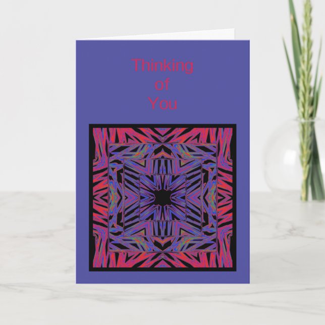 Cartão Red Blue Abstract Thinking of You Card Template (Frente)