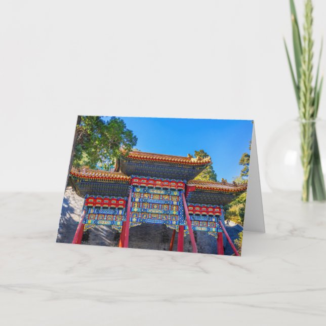 Cartão Red Blue Gate Jade Flower Island (Frente)