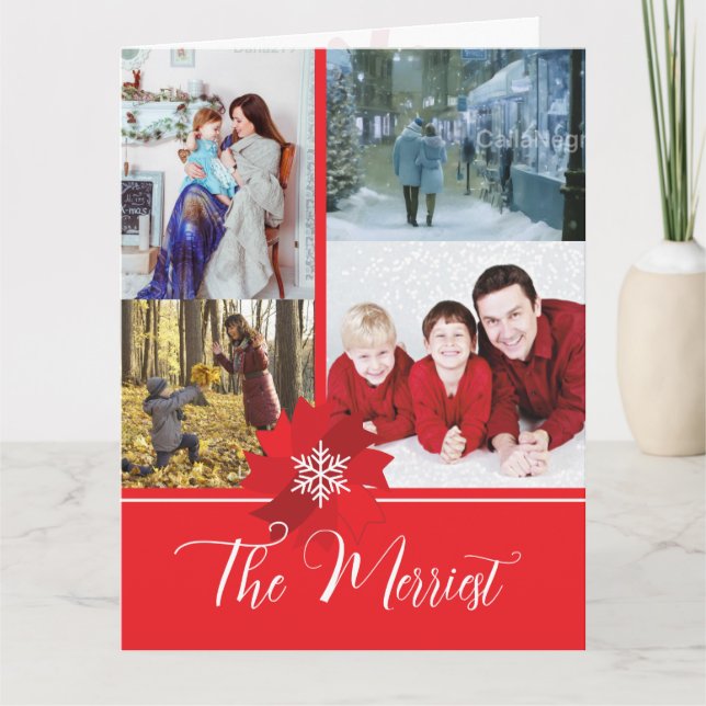 Cartão Red Bow Holiday Christmas Card (Frente)