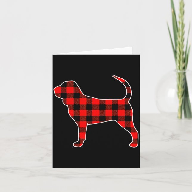Cartão Red Buffalo Plaid Pajama Bloodhound Christmas Dog  (Frente)