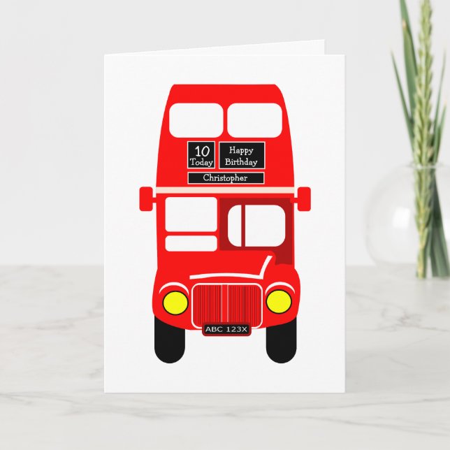 Cartão Red Bus Design Birthday (Frente)