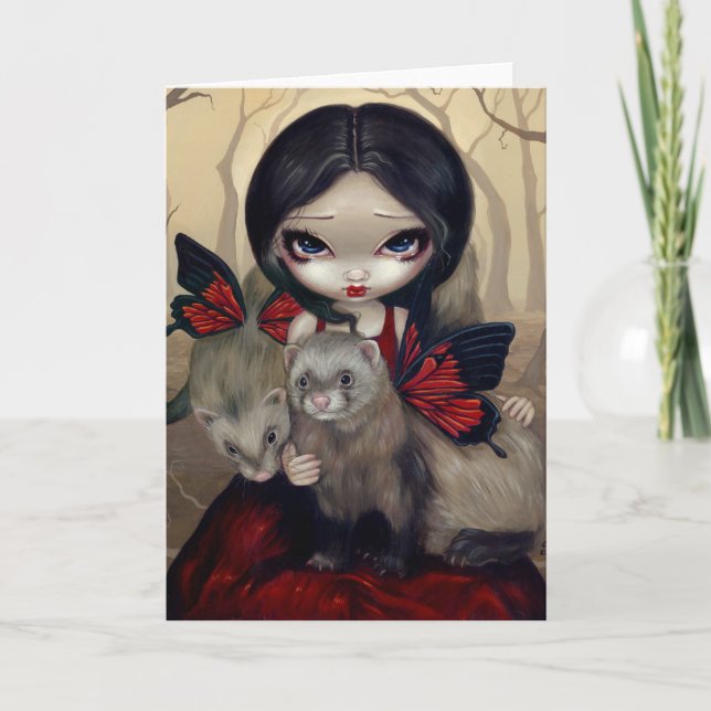 Cartão "Red Butterfly Ferrets" Greeting Card (Frente)