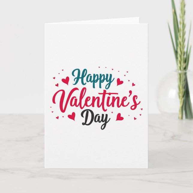 Cartão Red Calligraphy Valentines Day Card (Frente)