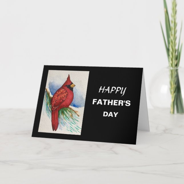 Cartão Red Cardinal Bird Happy Father's Day Card (Frente)